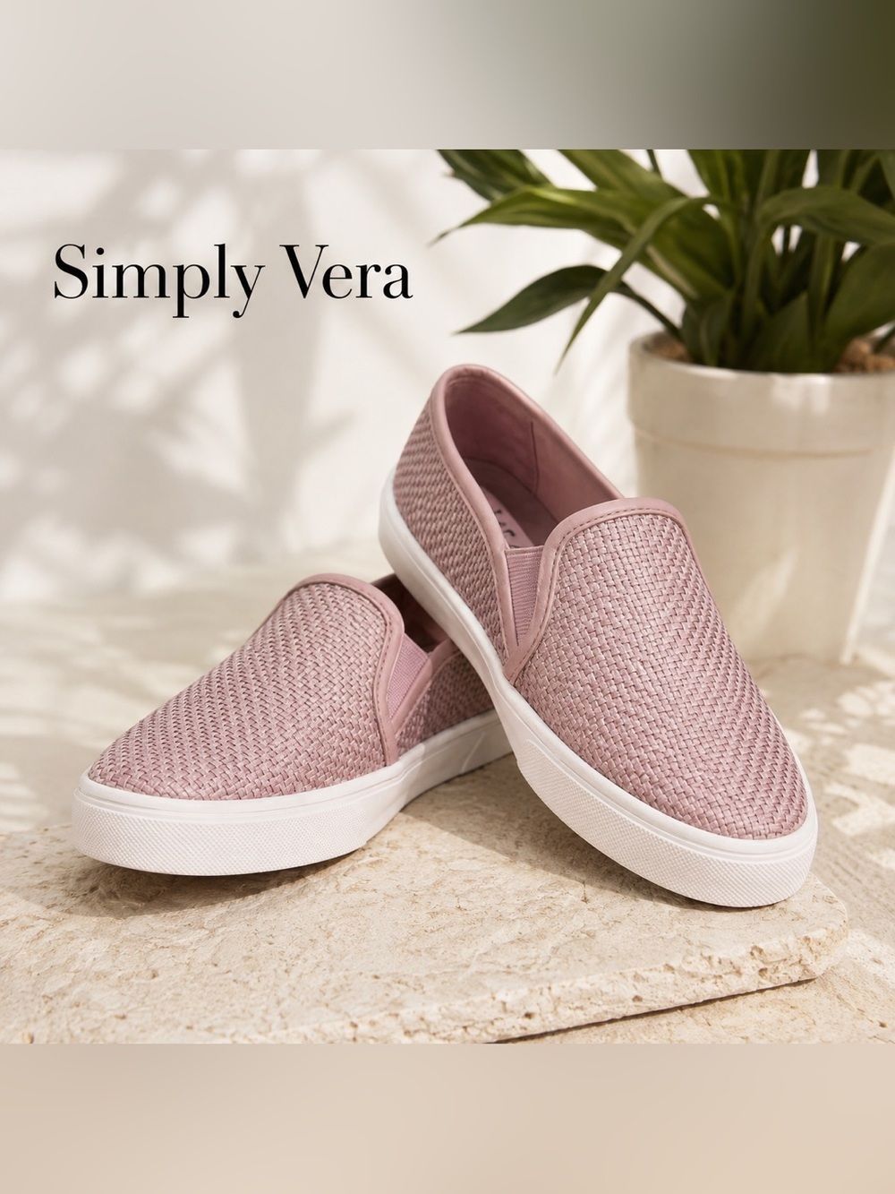 Simply Vera Vera Wang Dusty Rose Woven Slip-On Sneakers